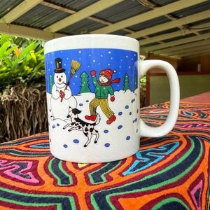 Vintage‎ Chritmas Winter Kids Ceramic Mug Holiday Decor Xmas Santa Snowman